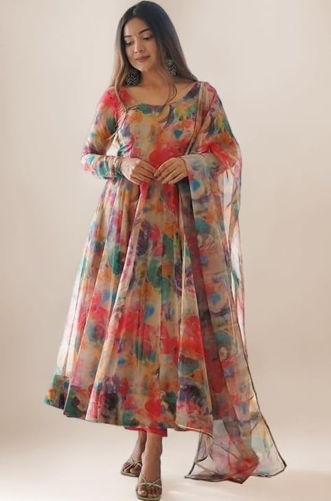 Women's Anarkali Floral Printed Kurta Pent Set with Dupatta Anarkali Kurta for Women | Kurta Set | Ethnic Set | Dupatta Set