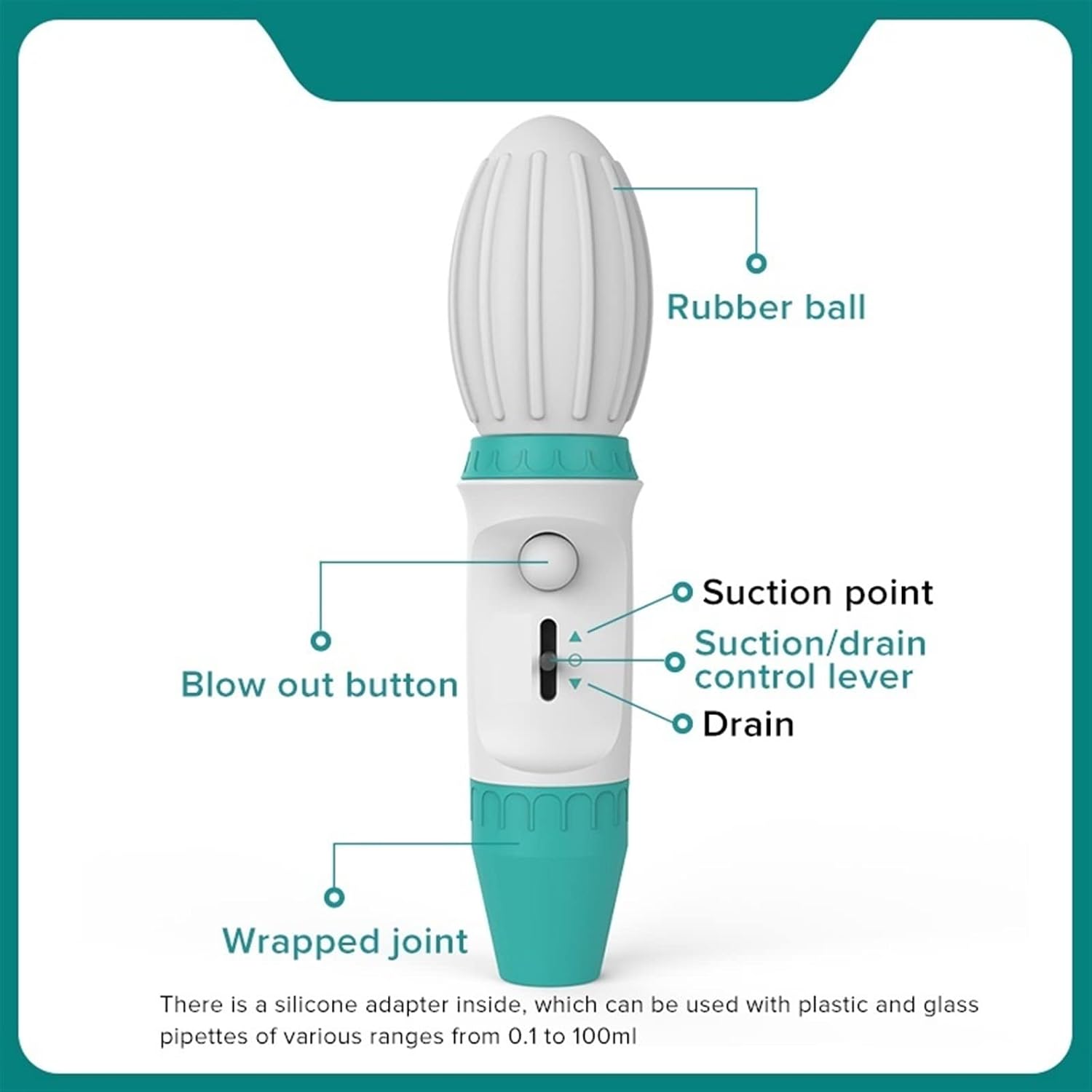 Pipette Large Volume Manual Pipette Pump Laboratory Sampler Lab Equipment 0.1-100ml