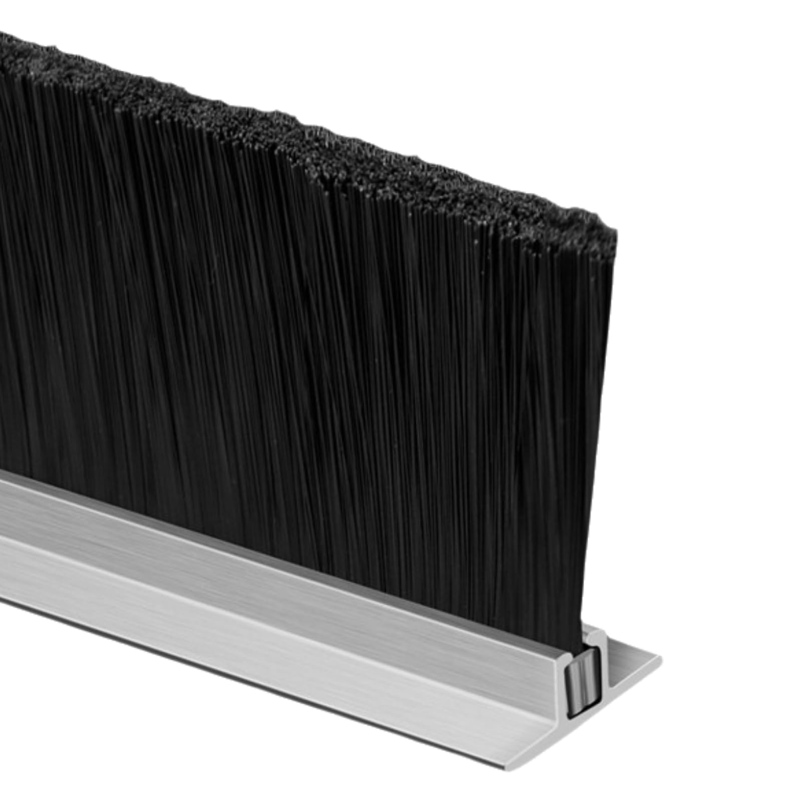 Weitingkkk Silver-T Type Door Brush Seal Strip, Aluminum Door Draught Excluder Brush Dust Seal For Cabinet Machine Tools Silver 10-200Mm(,120Mm)