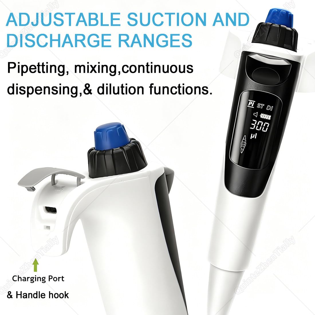 Hochpräzise Elektrische Pipette,Transferpipetten,Elektronische Pipette,Einstellbares Volumen Mikropipette,Einkanalige,für Labor Genaue Lautstärkeeinstellung 100to1000µL