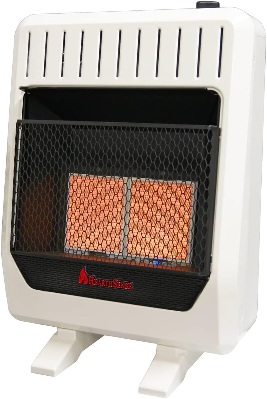 HearthSense Dual Fuel Ventless Infrared Plaque Heater With Base and Blower - 20,000 BTU, T-Stat Control - Model# IR16T-BB-R ()