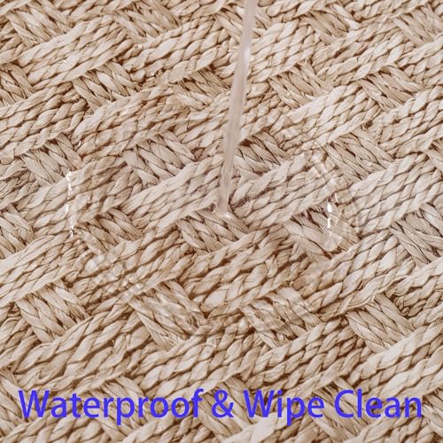 Image of Walrus Heavy Duty Vinyl Tablecloth with Flannel Backing Waterproof Oil-Proof Plastic Table Cloth Stain-Resistant Wipeable Rectangle or Square Table Cover for Indoor and Outdoor (Weave, 60X84 Inch)