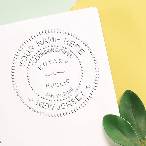 Miniatura 8 de Sello público de notario personalizado para Nueva Jersey, sello suave gris, sello de alcance 1-12, impresiones crujientes, mango de agarre suave