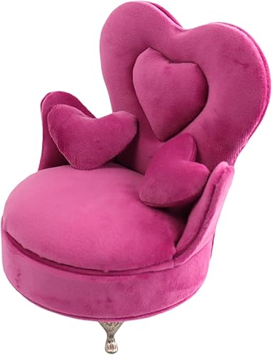 Miniatura 2 de CONCISE Accesorios para casa de muñecas en miniatura, muebles de casa de muñecas, silla a escala 16, joyero rosa, caja de joyería de almacenamiento
