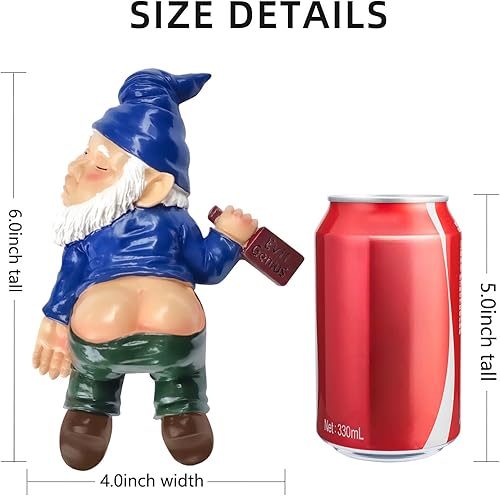 Miniatura 6 de Divertidos gnomos de jardín para decoración al aire libre, estatuas de gnomos borrachos de 6 pulgadas, esculturas de gnomos traviesos para patio,