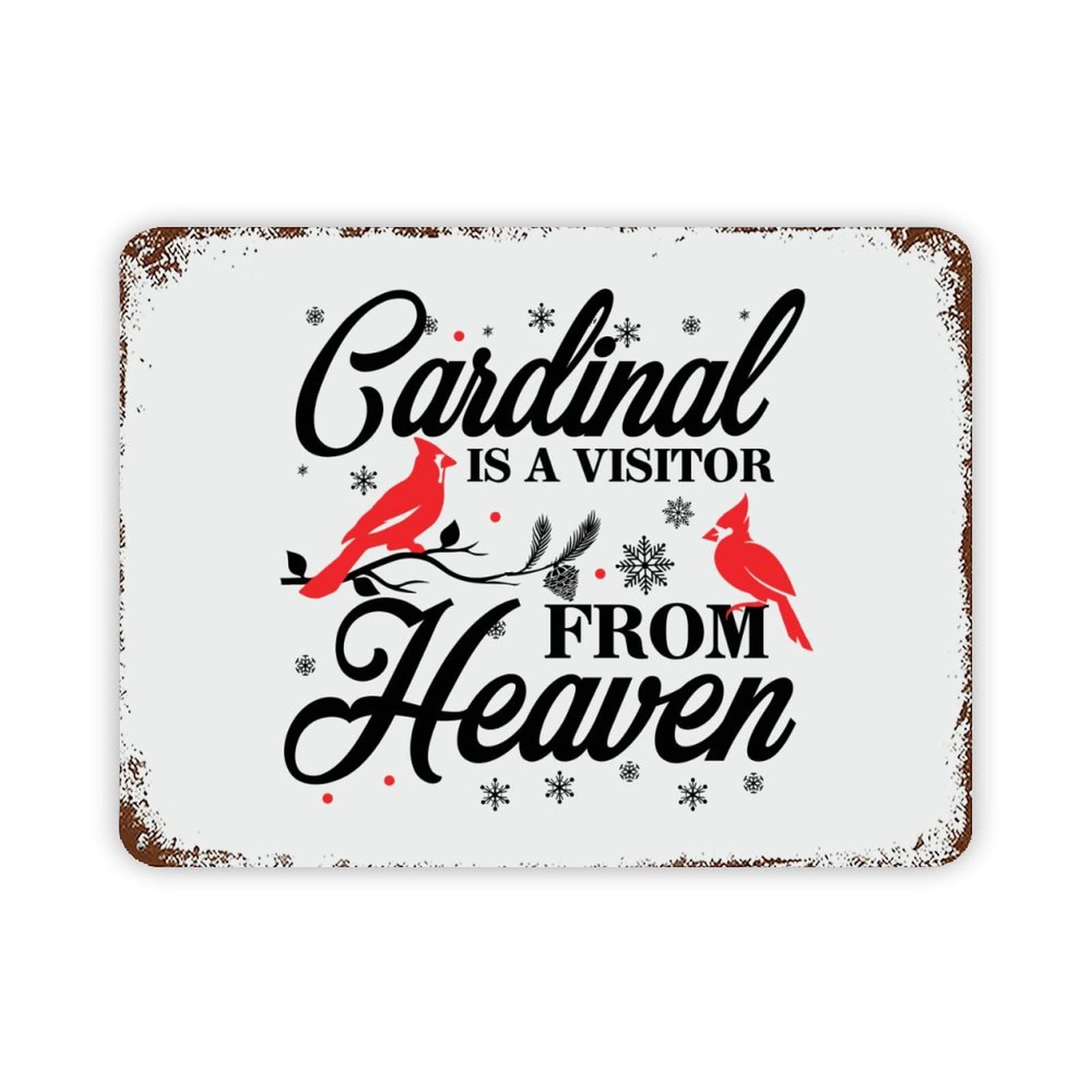 ENEDNATE Christmas Metal Sign,A Red Bird is A Visitor from Heaven Vintage Farmhouse Decorative Aluminum Tin Metal Signs with Saying for Living Room Bedroom Home Decor Print Poster Wall Art 12x16 Inch