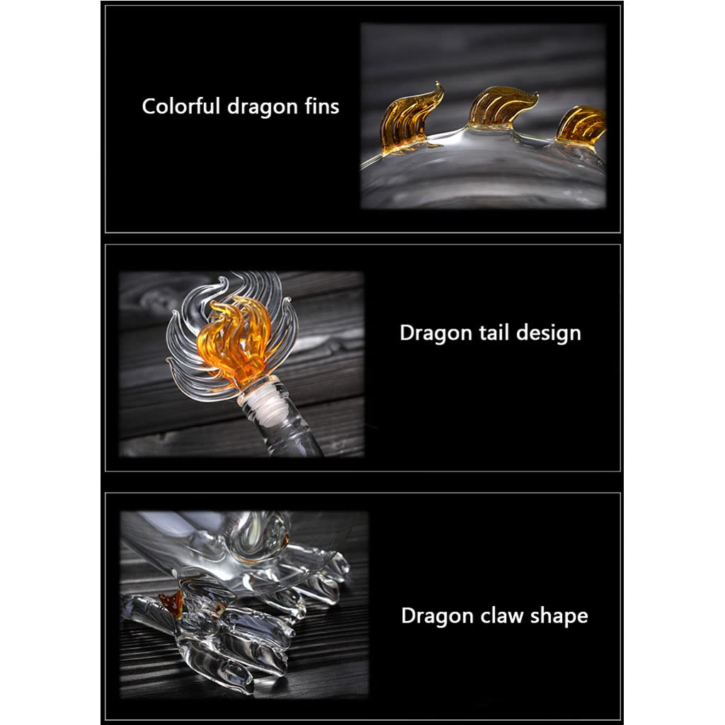 Licor Dragón Decantador de Whisky Zodiaco Animal Vidrio Grande for Beber Dispensador for Vodka Escocés Ron Tequila Vino Jarra,Decantador(2500/84.5oz)