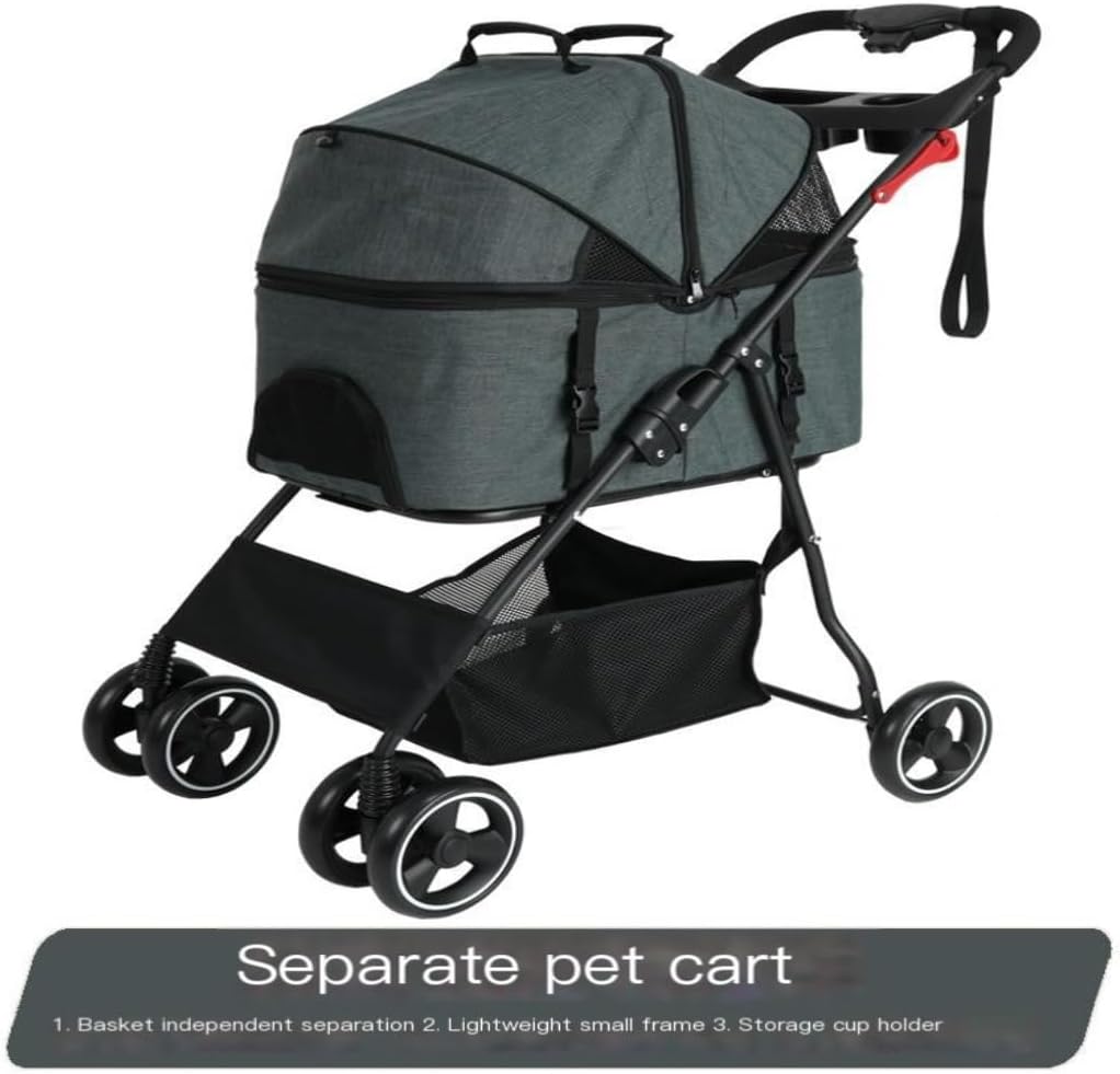 Pet Strollers Pet Stroller Detached Dog and Cat Stroller Pet Stroller Portable Lightweight Luggage Folding Scooter Pet Stroller Medium(Pink)