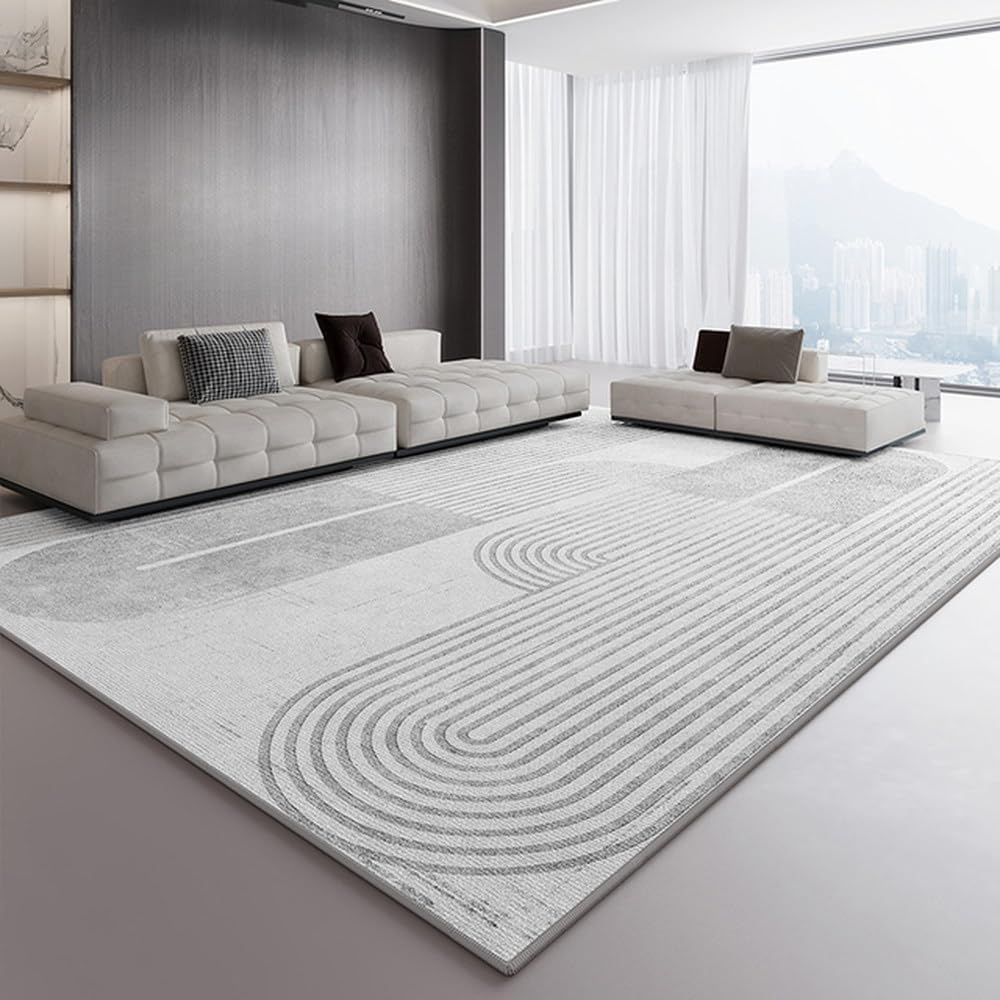 Tapis pour table basse de salon et chambre cosy avec design à rayures doux