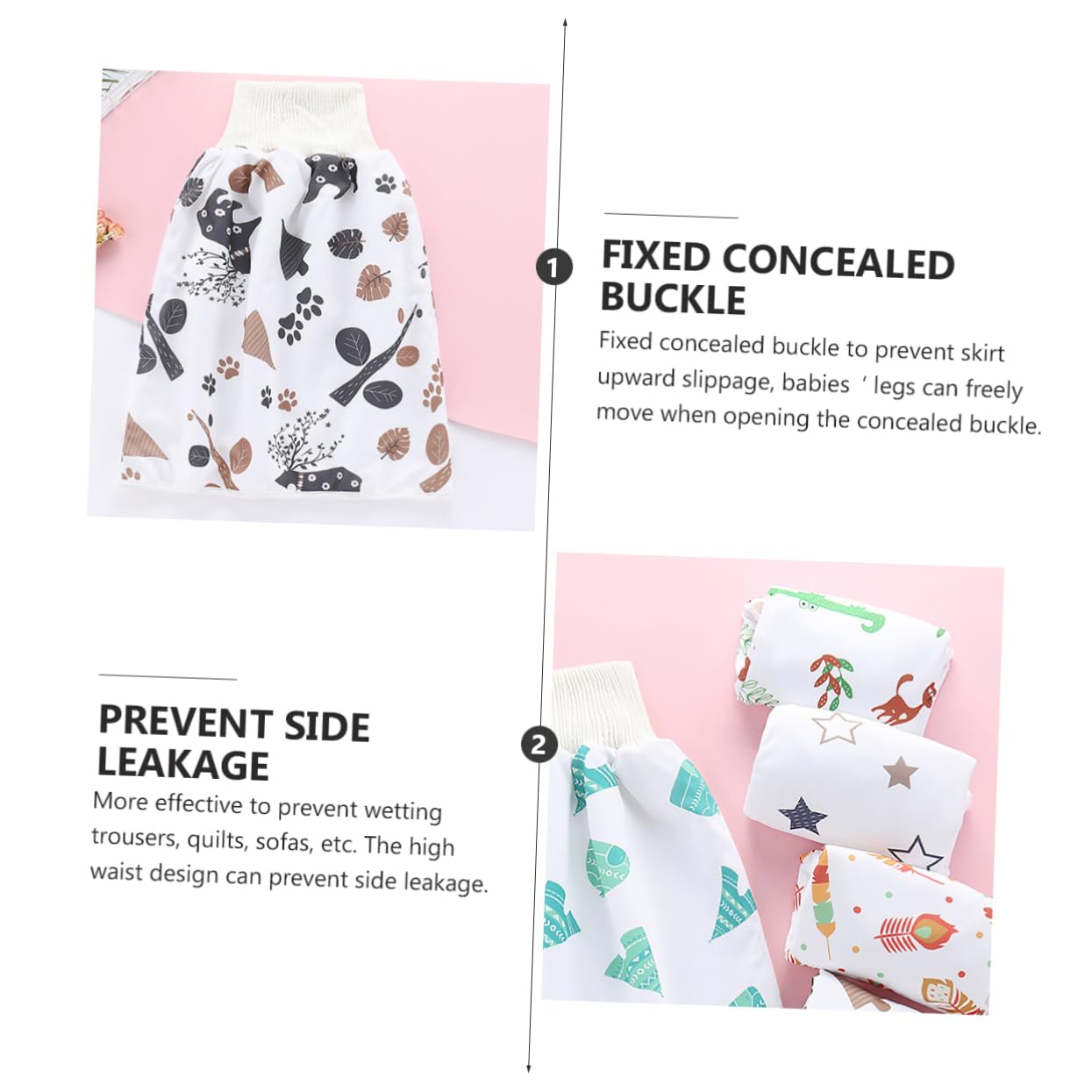 Abaodam 3pièces Culotte Apprentissage à Eau Pour Bébés Jupe Nappy Coton Lavable Design Adorable Les Fuites
