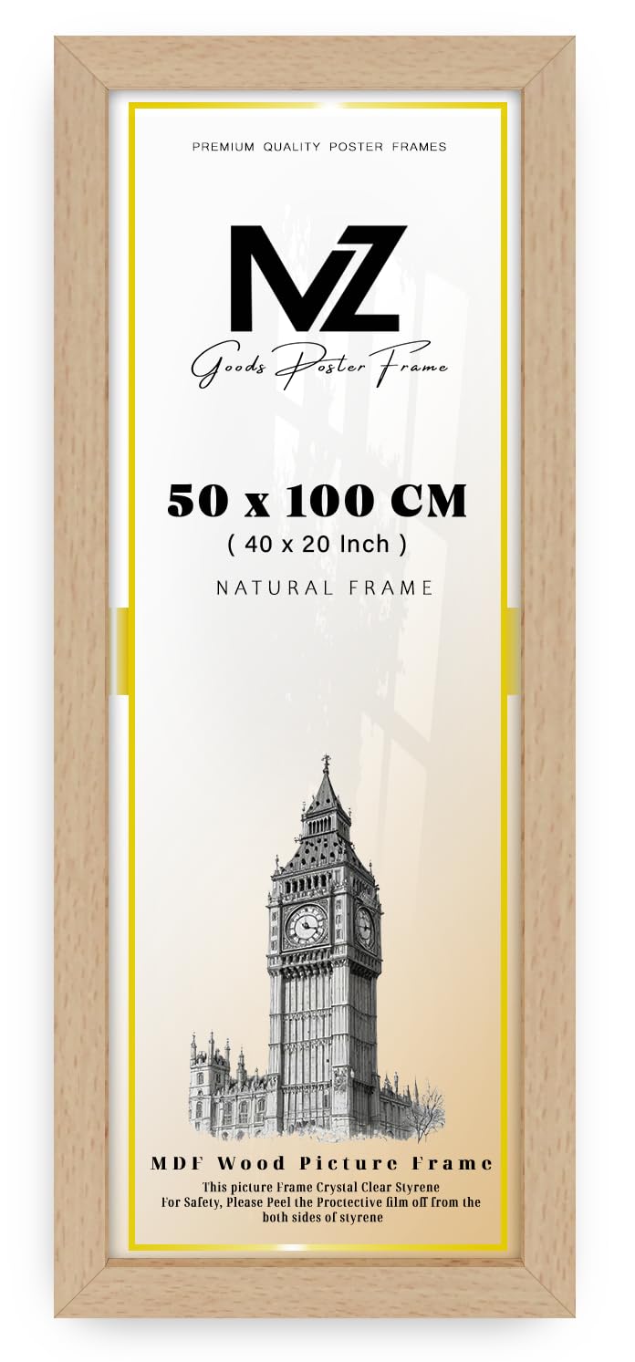 Mz Goods Beech | Eton Wood 500 X 1000 Mm Frames - Large 40" X 20" Perfect For Home, Office, (50 X 100 Cm) [ ]