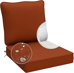 AAAAAcessories Outdoor Deep Seat Cushions for Patio Furniture, Water-Resistant Replacement Patio Chair Cushions, 24 x 24 x 5 inch, Rust