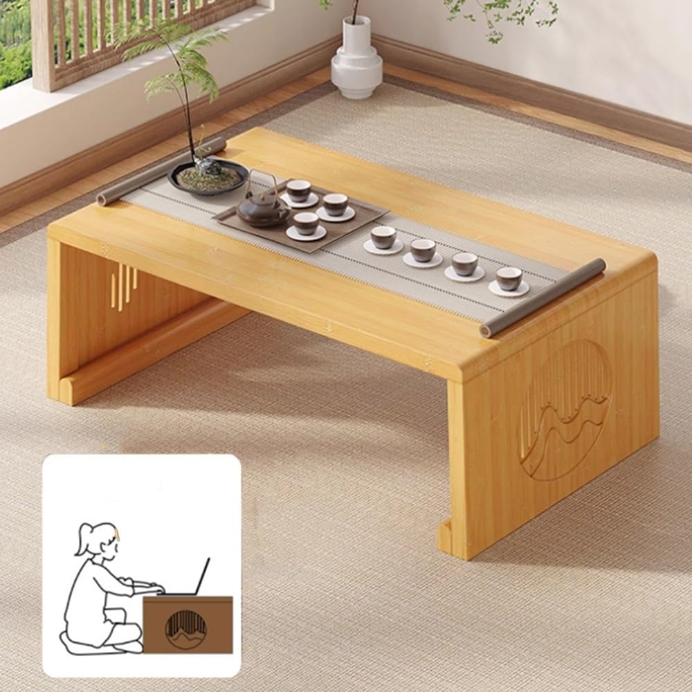 Table basse japonaise pliable bois plateau de lit pour petit espace et studio