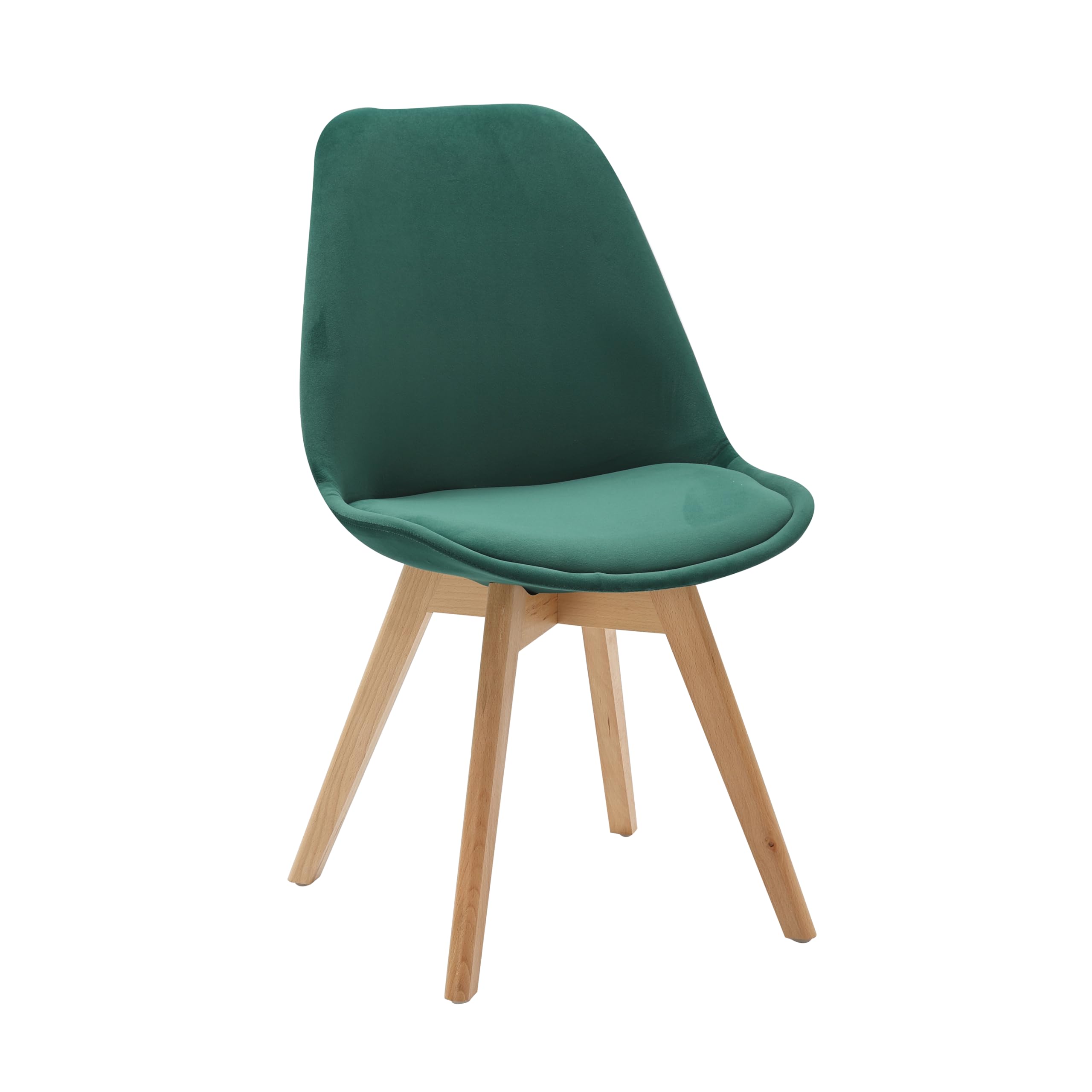 RED HERON Velvet Upholstered Dining Chair with Solid Beech Wood Legs for Mid Century Modern Dining Room Living Room Bedroom Kitchen & Lounge (Emerald Green, 1-Chair)