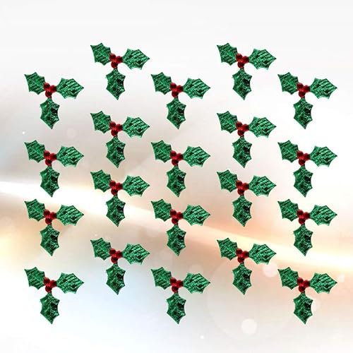 Miniatura 9 de 100 piezas de bayas de acebo artificiales con hojas verdes de Navidad, ramas de baya de acebo, accesorios de decoración para bricolaje, adorno