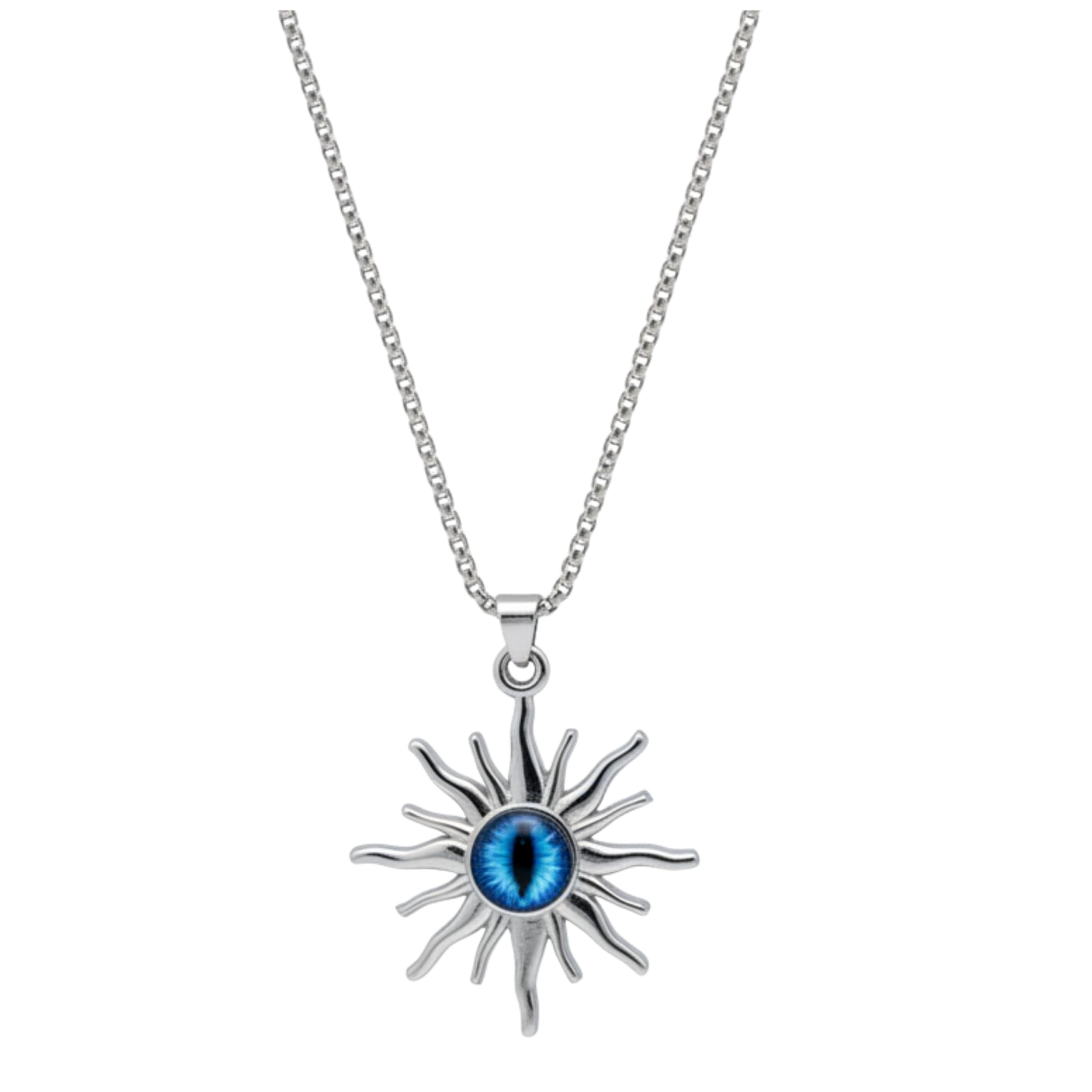 Evil Eye Pendant Necklace for Men & Women | Blue Nazar Protection Amulet Metal Chain | Lucky Charm Protection Jewelry Blue-image-32