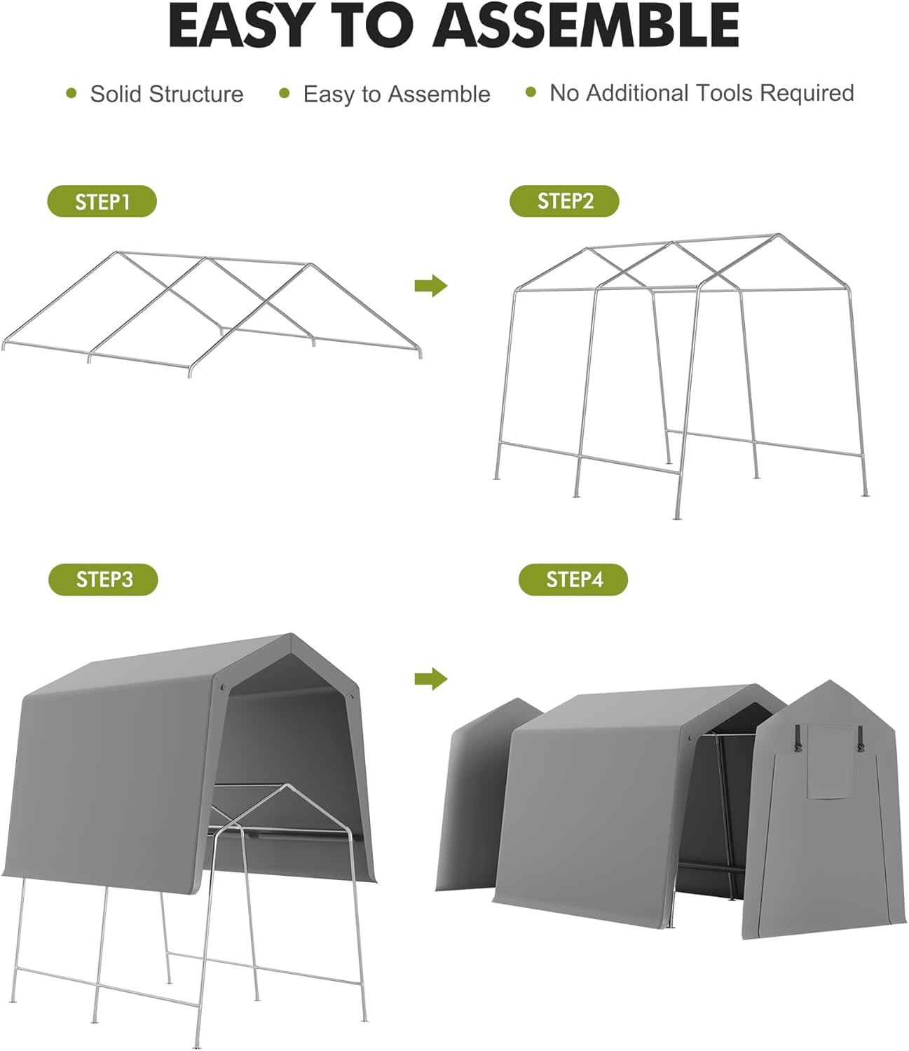 7'×12' Heavy Duty Portable Storage Shed Tent - Outdoor Shelter with Roll-Up Door, Waterproof Bike/ATV/Motorcycle Garage, All-Weather Shelter Tent