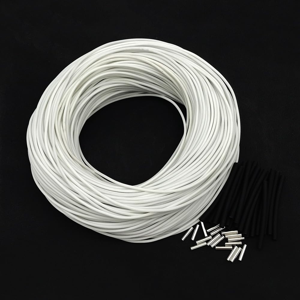 1 cavo riscaldante flessibile in fibra di carbonio - Cavo in silicone isolato 3K 130 Ohm/Mete for applicazioni di riscaldamento elettrico(White,20m)