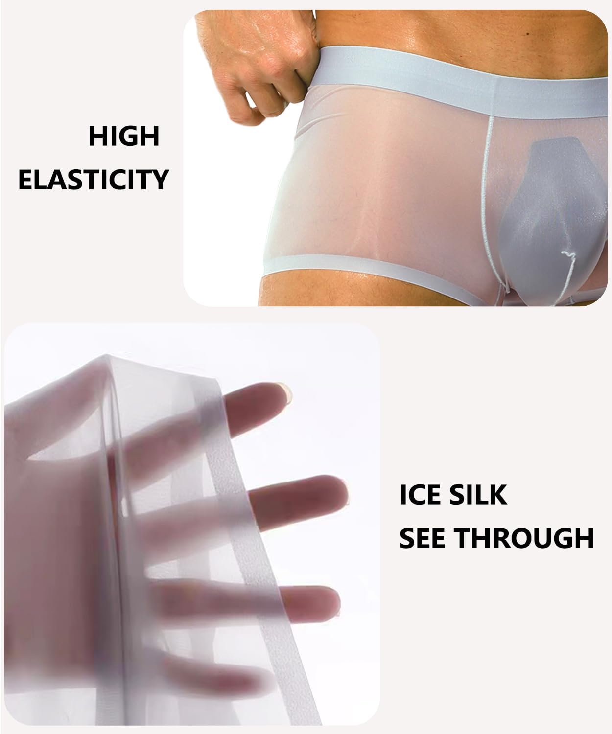 Mens Sexy See Through Boxers Ice Silk Sheer Underwear Trunks Stretch Ultra Thin Bulge Pouch Boxer Briefs - Image 4
