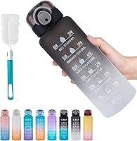 1L Drinkfles, Sport Drinkfles-[BPA-vrije Tritan], 1000ml Motiverende Waterfles met Rietje en Tijdstempel - Lekvrije Fles...