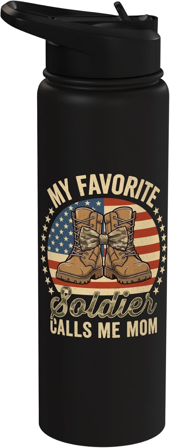 My favorite soldier calls me mom proud army military mom Stainless Steel Insulated Water Bottle