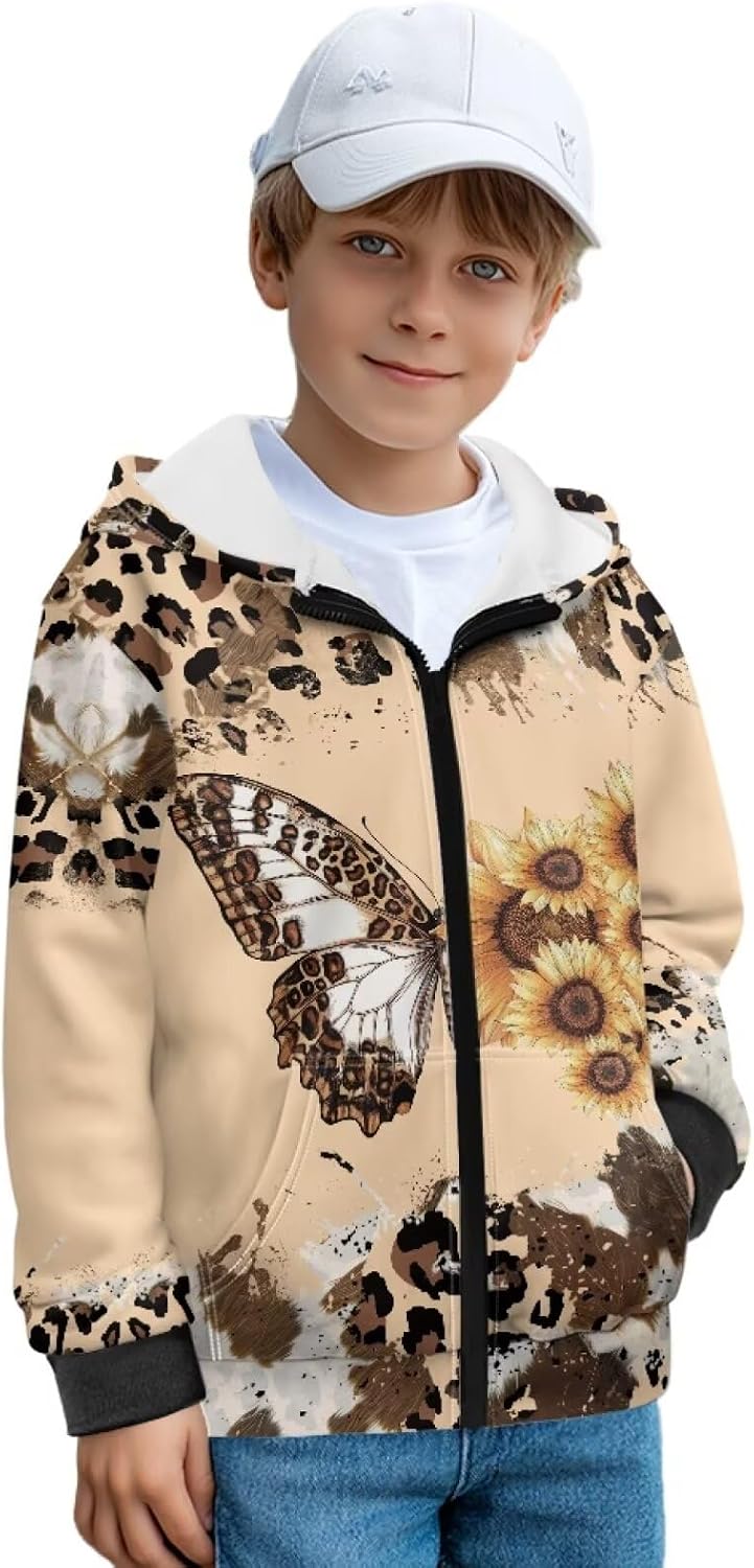 Zip Up Hoodie for Boys Girls Hooded Sweatshirt with Pockets Hoodie Jacket Children's Warm Causal Sweatshirt