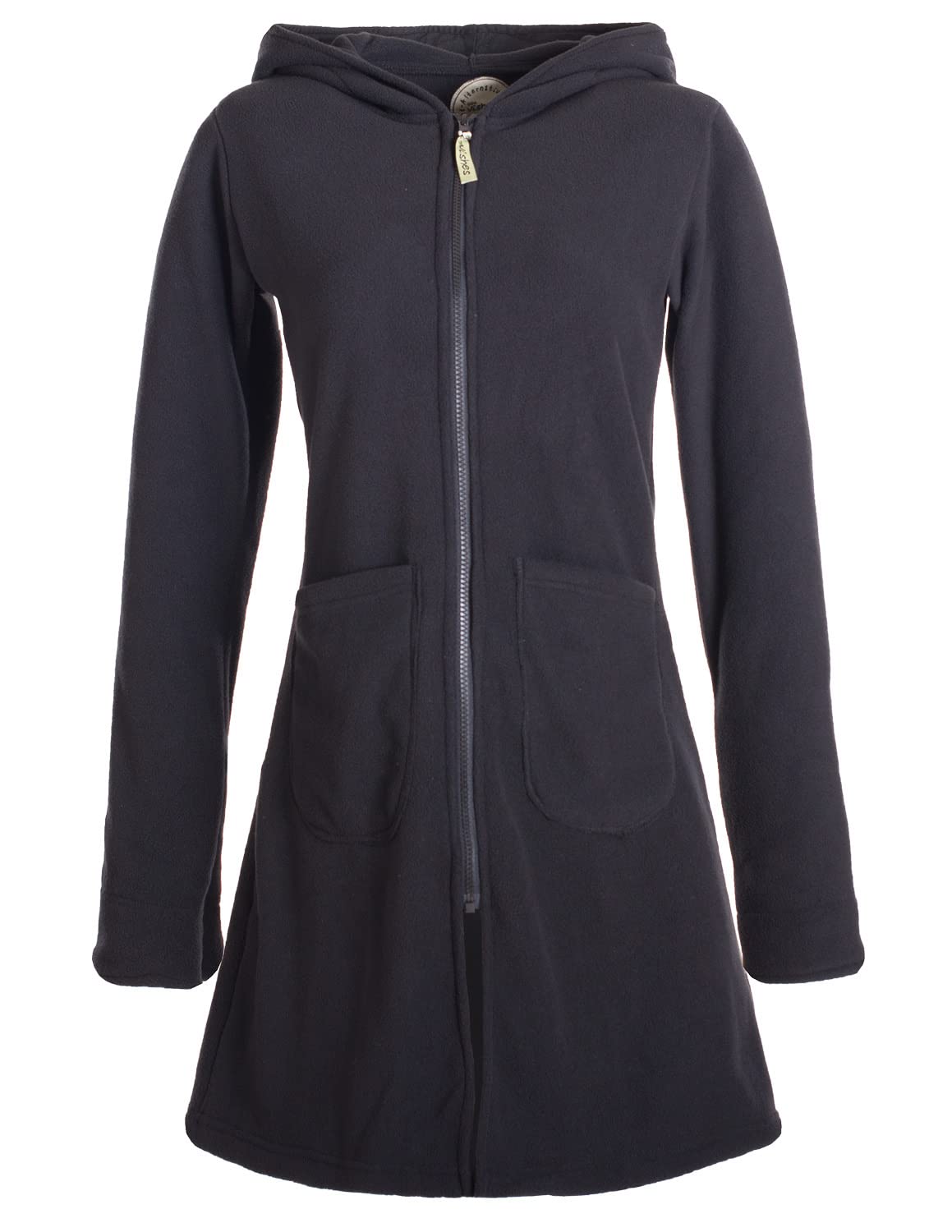 Vishes - Alternative Bekleidung - Einfarbiger Eco Fleecemantel mit Kapuze