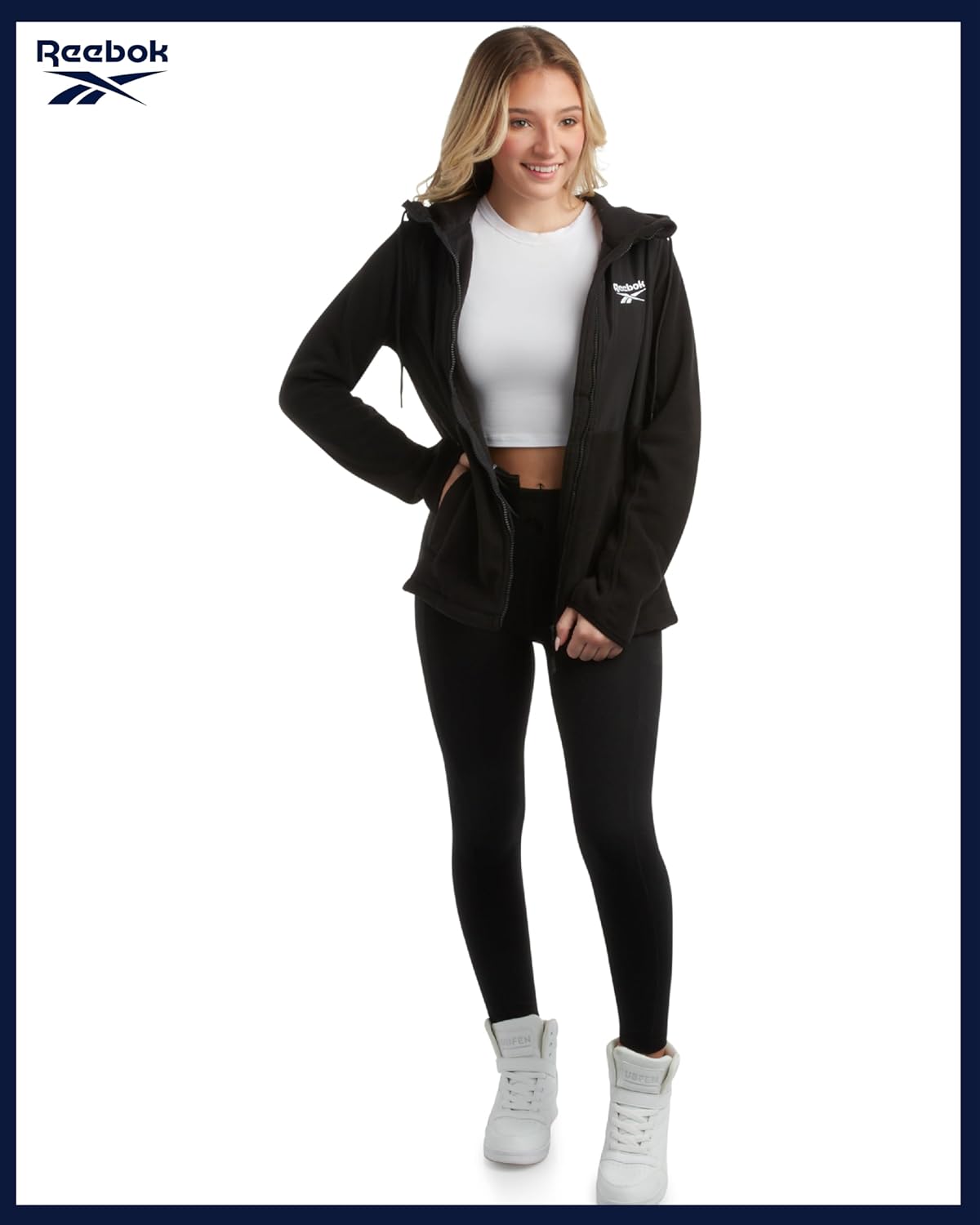 Reebok Womens Fleece Jacket - Lightweight Super Soft Polar Fleece Lined Outerwear - Zip Up Hooded Winter Jackets for Women - Image 2