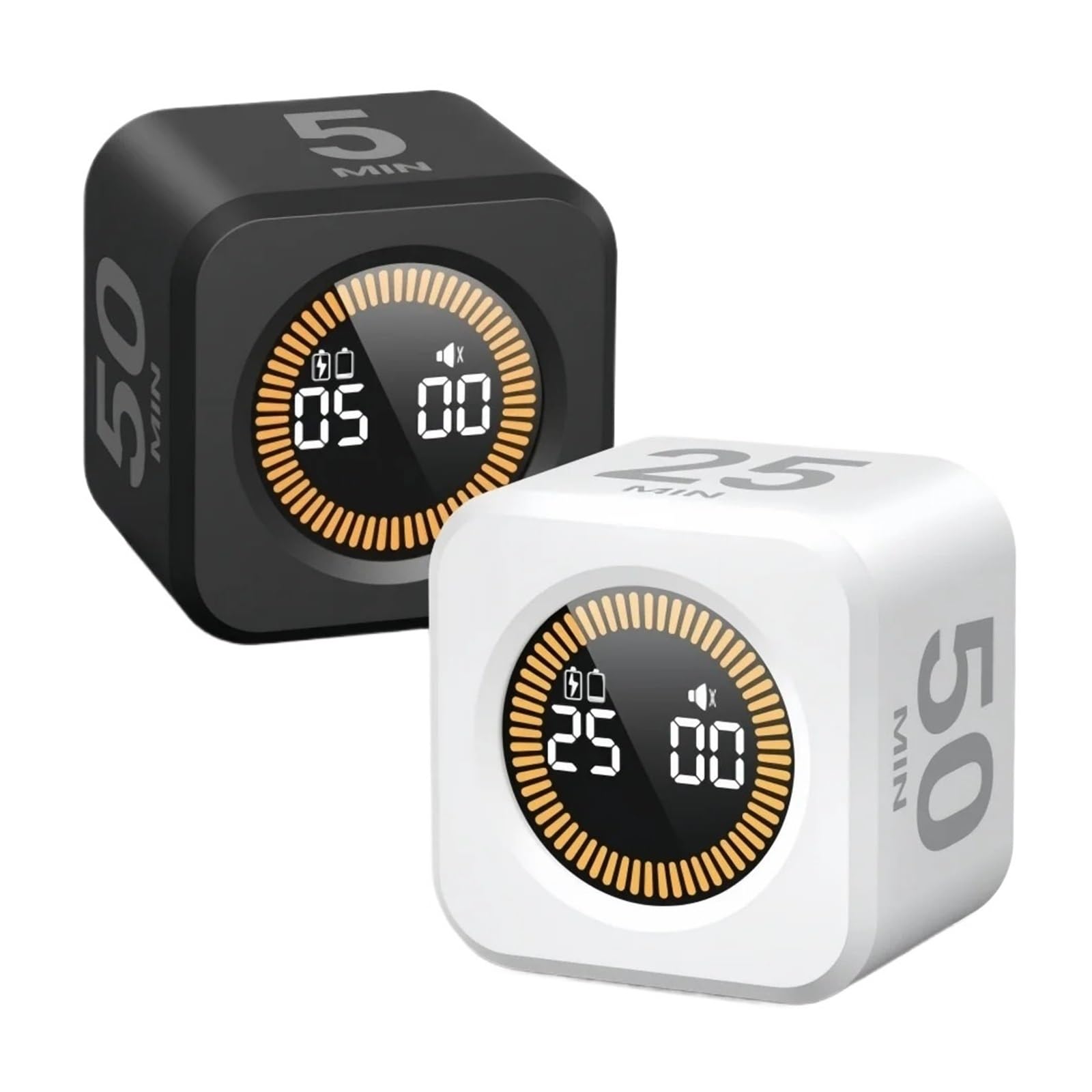 Cuenta Regresiva Preestablecida Del Temporizador Pomodoro Visual Giratorio | Adecuado for hornear en la cocina, estudiar y productividad en la oficina.(2PCS-White-Black)