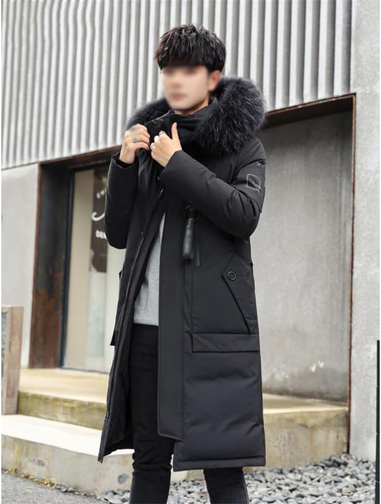 Men in winter thick long over the knee coat Parker down jacket to keep warm