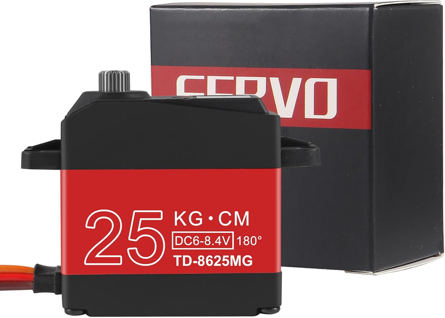 2PACK 25KG RC Servo High Torque Servo Motors, Metal Gear, Waterproof, 180 Rotation, Compatible with 1/6-1/12 RC Cars & Robots