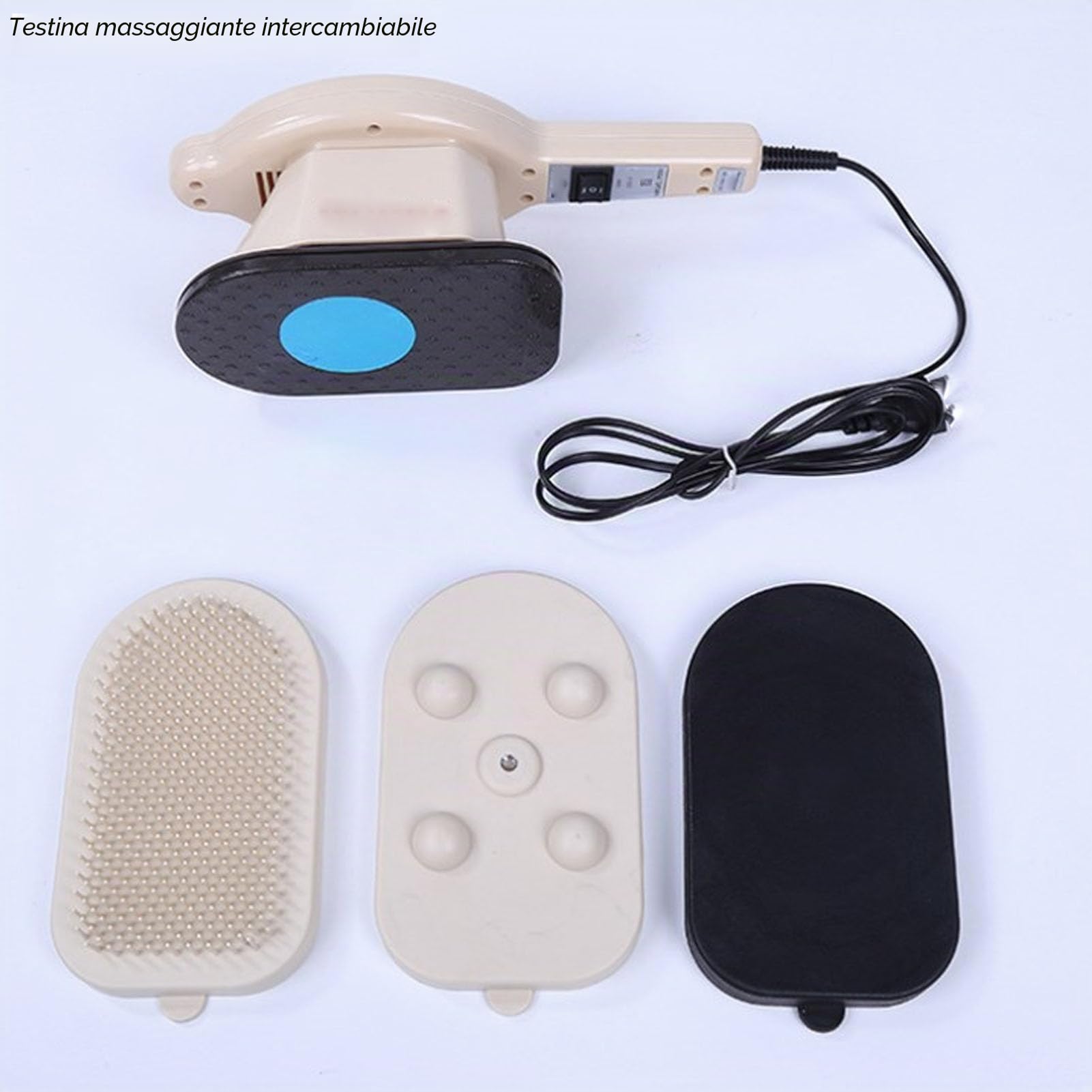 Fockety Massaggiatore Elettrico Portatile del Corpo, rilassamento Muscolare alleviare la Fatica Ferro a Forma di Caldo comprimere Corpo Collo Massaggio Profondo con 3 Teste di Massaggio