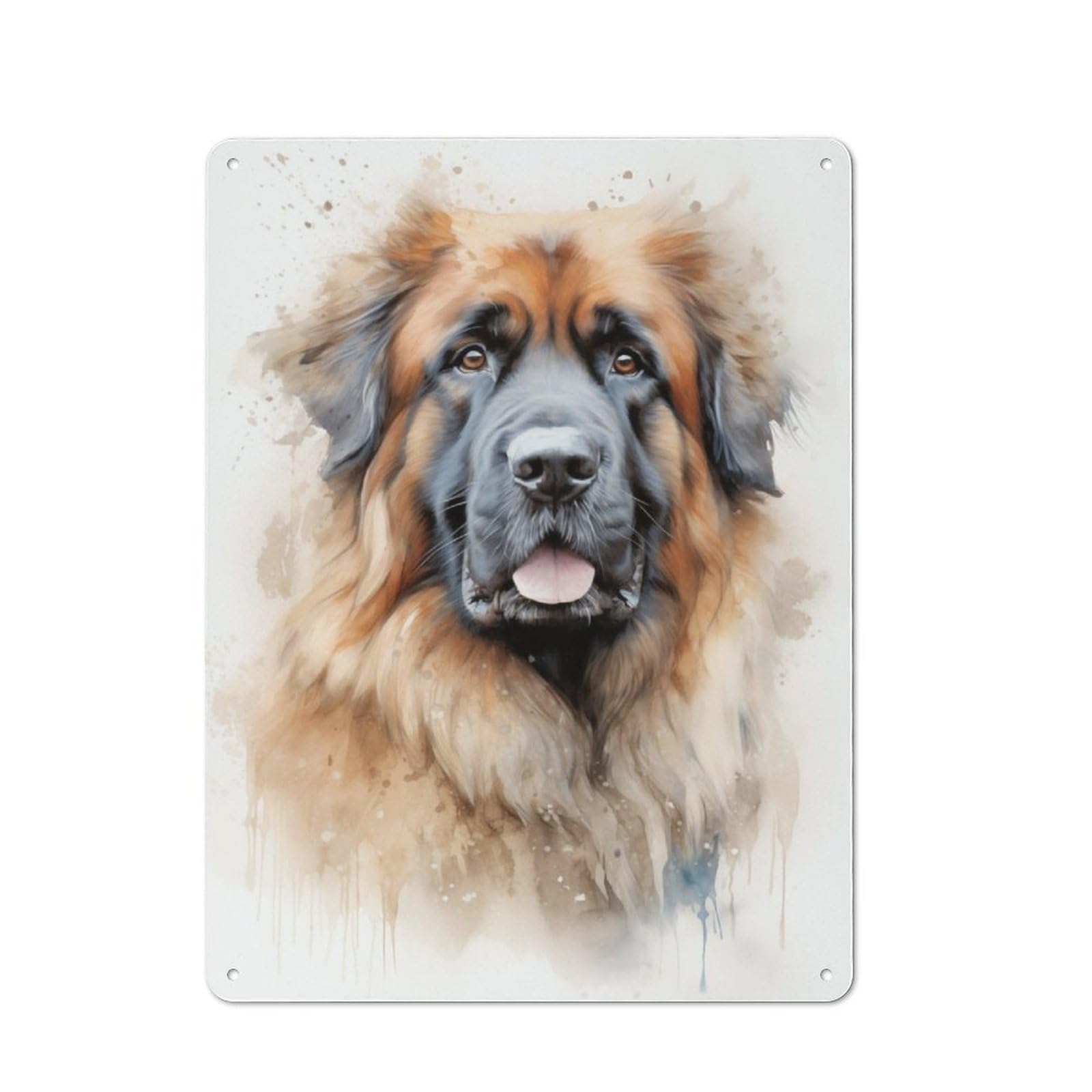 Junmoney Watercolor Leonberger Dog Vintage-Inspired Tin Sign 40X30cm For Café Or Restaurant, For Cooler-Month Interiors With Vintage Character