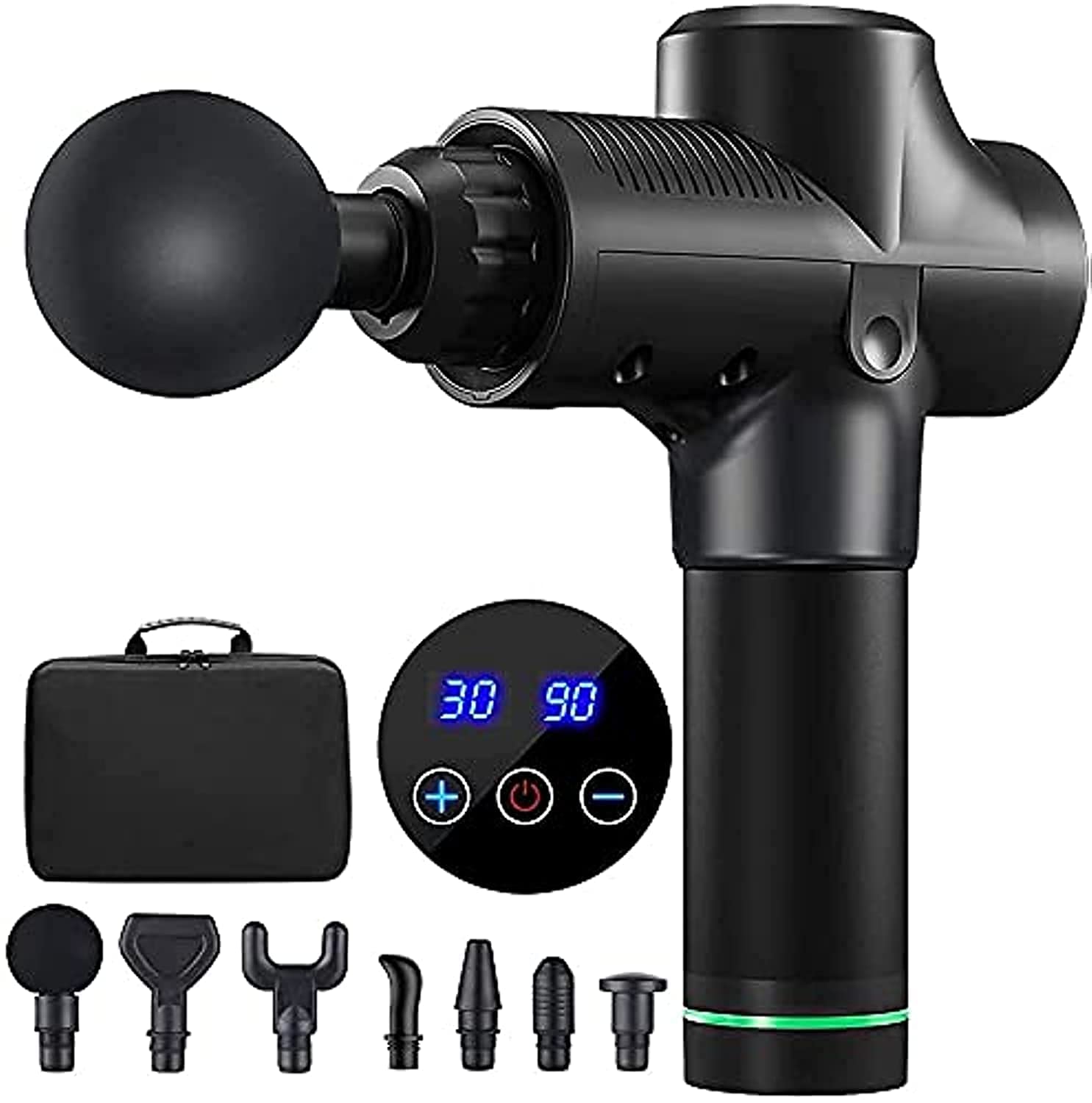 Muscle Massage Gun, Super Quiet Electric Massage Gun Handheld Deep Tissue Percussion Muscle Massager with 30 Speeds and 7 Types of Massage Heads for Pain Relief & Relax