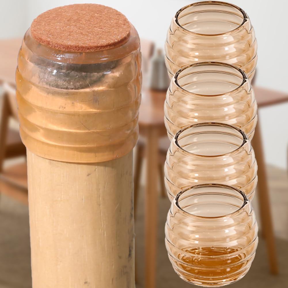 4pcs/Set Silicone Chair Legs Non-Slip Pads Cute Honey Pot Furniture Sofa Table Leg Caps Anti-Noise Sock Feet Cover Protection (Brown,L,3.5 * 4.5 * 4.5 cm)