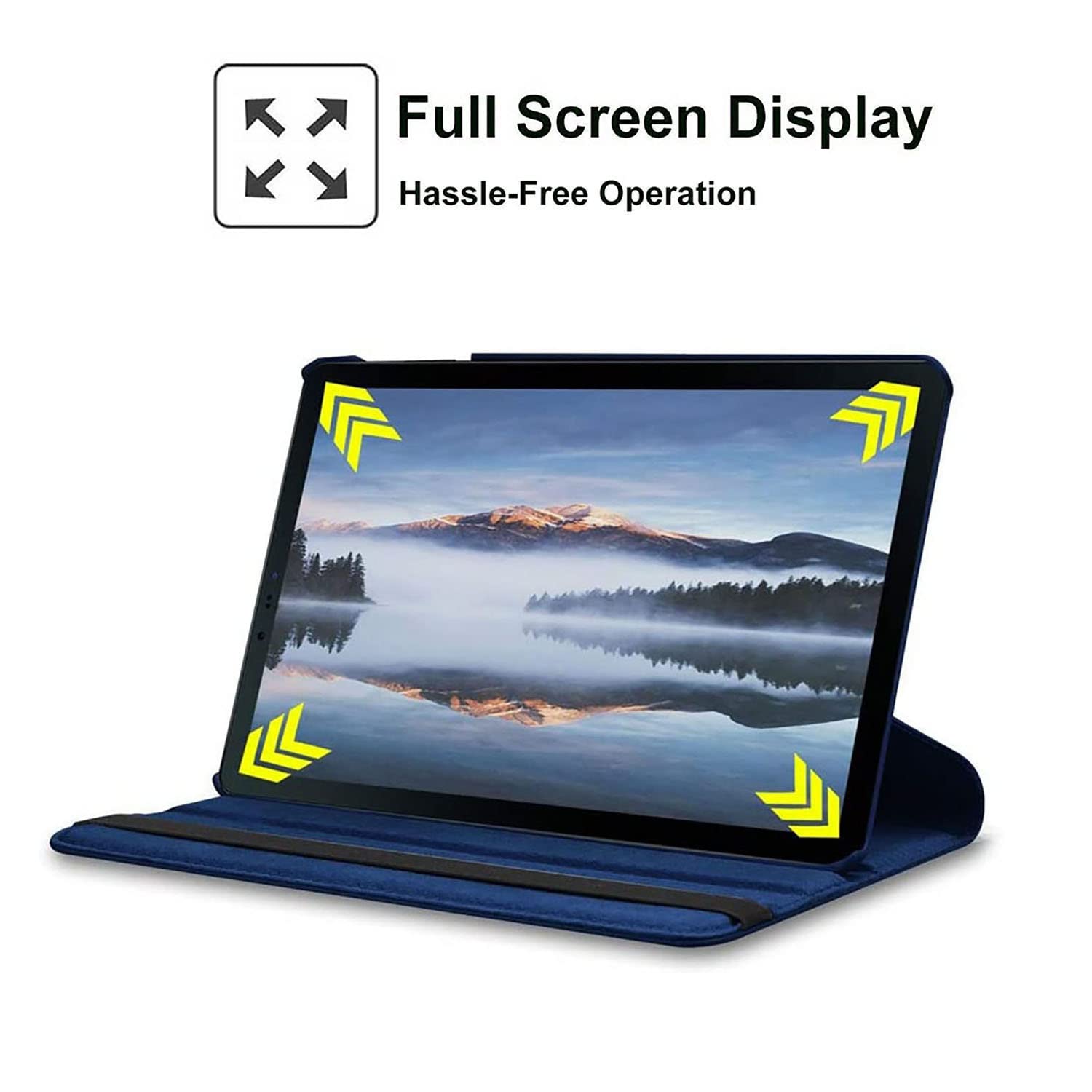 Étui Housse Coque pour Samsung Galaxy Tab A 8.0 2017 Tablet (SM-T380 SM-T385) - 360 degrés Rotation Full Protection Kickstand Case Cover,avec Un Stylo,Écran Film (Deep Blue)