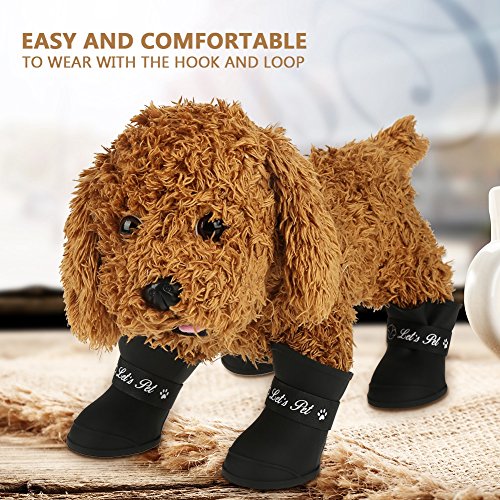 Haustier Hundestiefel, 4PCS Silikon Nette wasserdichte Stiefel Anti Rutsch Gummisohlen für Outdoor (Größe 2.0 'x 1.57in)
