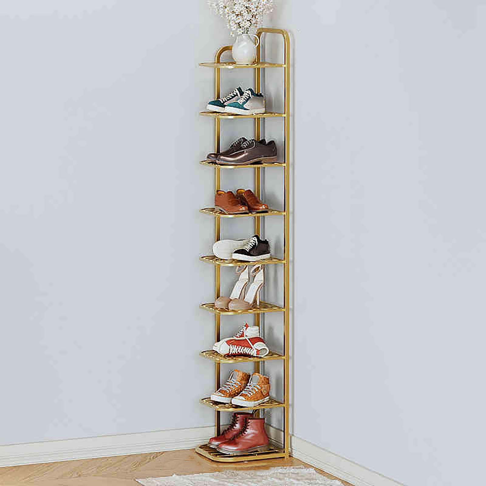 Rangement de chaussures fin en métal pour petits couloirs, solution gain de place verticale