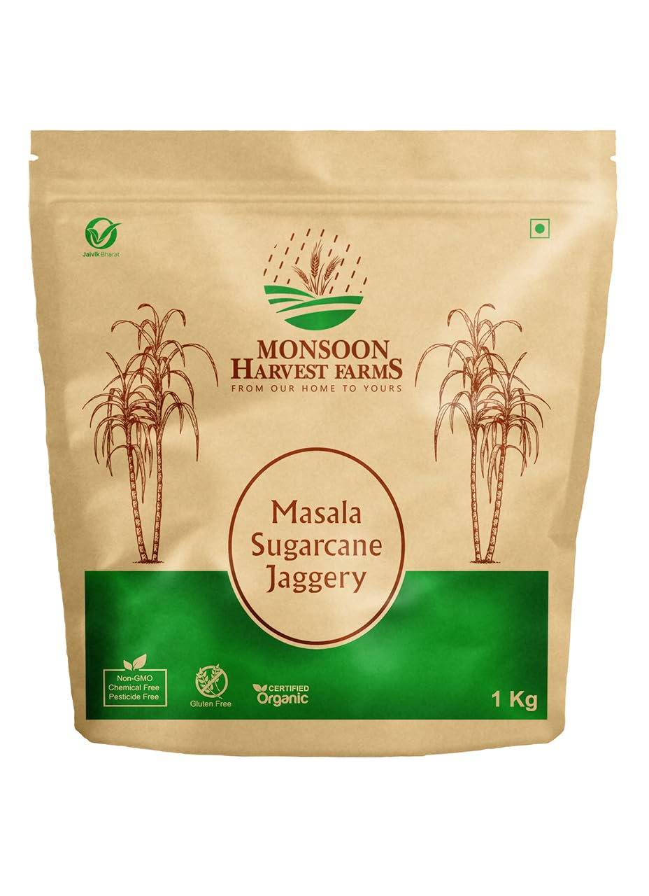 Organic Masala Sugarcane Jaggery/Gur, Direct From Farmer, Certified Organic, Pure & Natural, Healthy Sugar Substitute, Chemical Free, Rich Flavor Profile, Sustainable Production