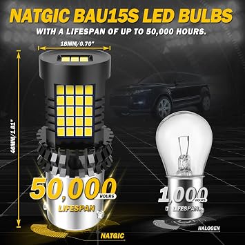 Xenon White BAU15S PY21W LED Bulbs For Reverse Light Canbus Error Free Built-in Resistor No Hyper Flash No Error,BAU15S Bulb For Backup Light Brake Light Tail Light DRL Fog Lamp(2 PCS)