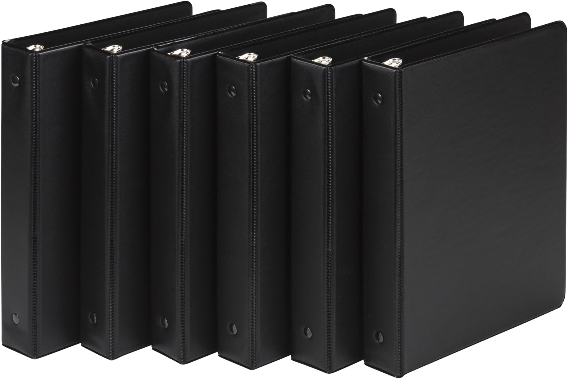 Samsill Economy 1 Inch Mini 3 Ring Binder, Round Ring Binder, Holds 5.5 x 8.5 Inch Documents, 1" Storage, 6-Pack, Black