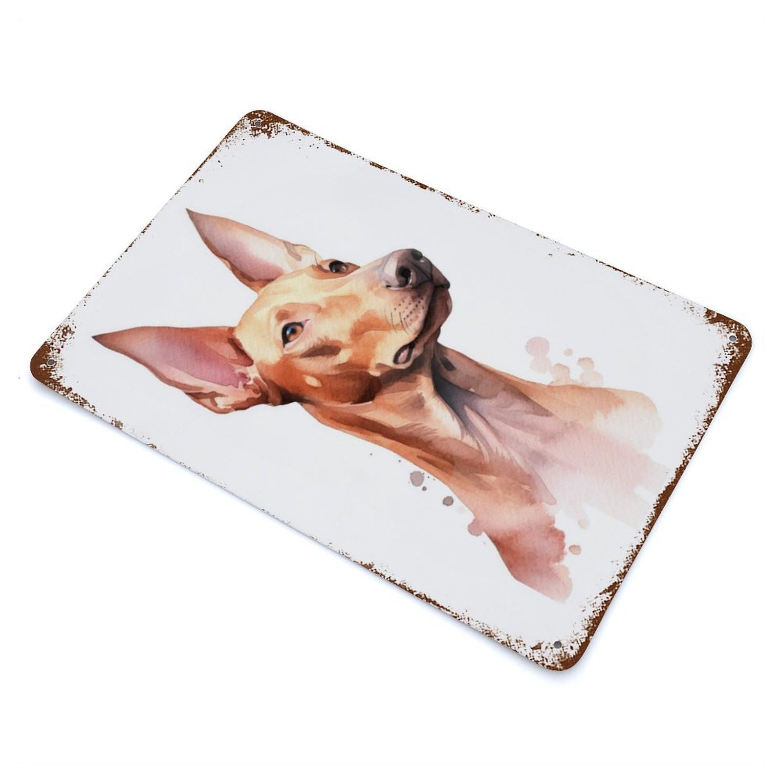 Pharaoh Hound Watercolor Rusty Metal Tin Sign 11.8"x7.9", Industrial Home Decor for Garage, Pub Or Kitchen