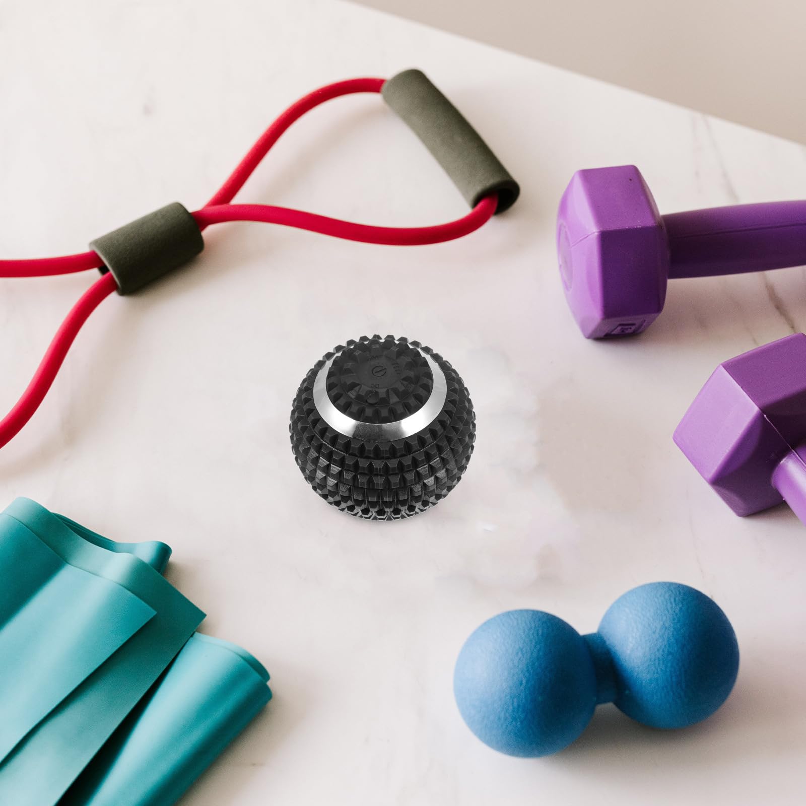 Abaodam Palla per Massaggio Piedi in Abs Nero 4 Modalità Resistenti per Rilassamento Muscolare, per Campeggio e Viaggi, Pallina Massaggio Linfodrenante