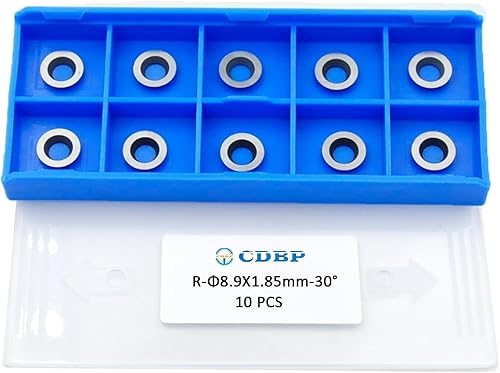 Insertos redondos de carburo de 0.350 in (13 pulgadas) para torneado de madera, cortador de carburo indexable R8.9 × 0.073 in para torno de