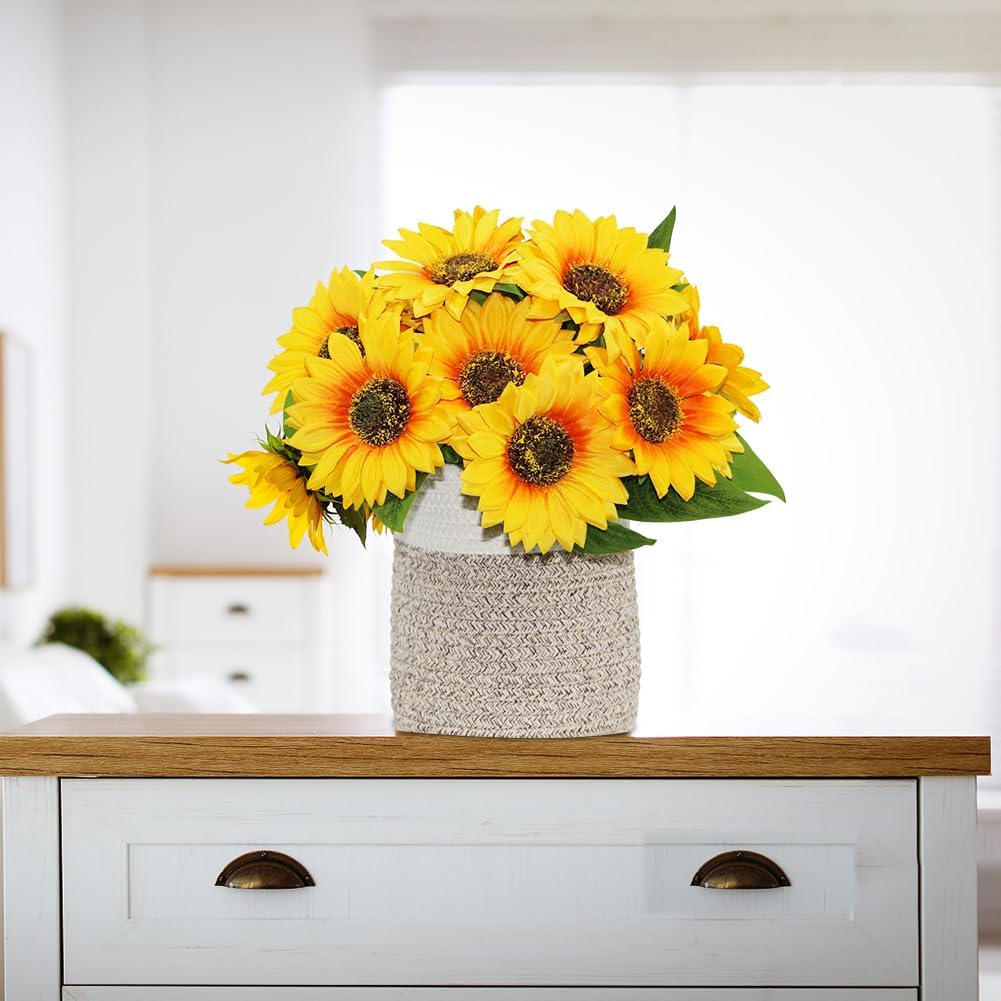 Joyerace12PCS Artificial Sunflower Flowers, Single Stem Silk Fake Sunflowers for Outdoor Wedding Birthday Party Home Decor- NO VASE - Image 4