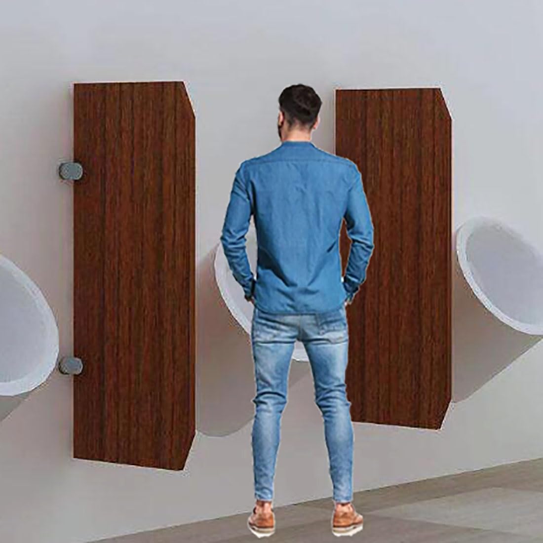Cloison de toilette pour urinoir protégeant l'intimité des hommes en école