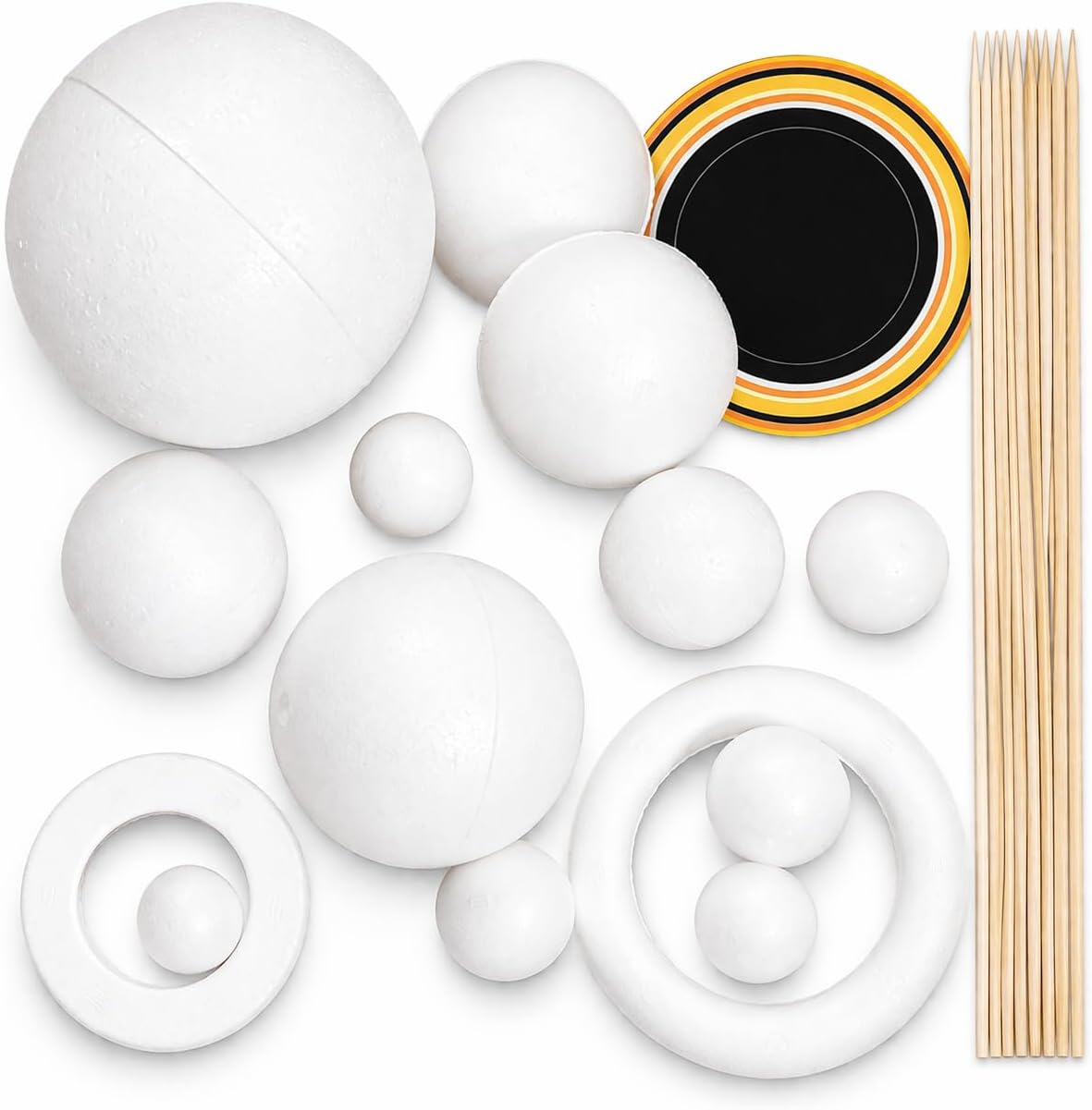 Solar System Craft Kit – Made in USA - DIY Planet Model Set with Foam Balls & Bamboo Sticks for School Projects, Crafts & Creative Activities (23 Pieces)