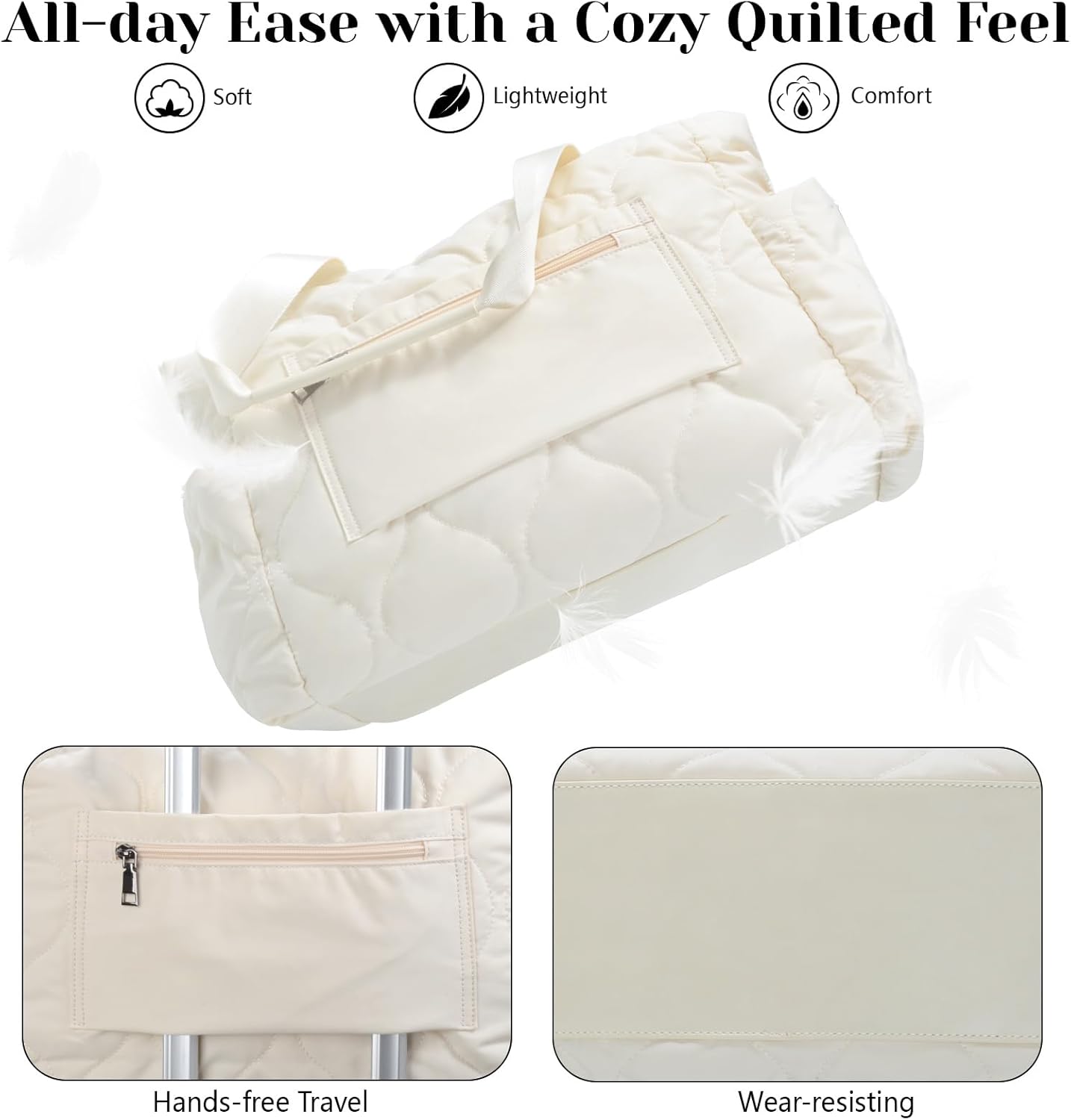 Tote Bag for Women Bag, Lightweight Puffy Work 14" Bag Handbag, Large Carry On Tote with Pockets - Image 4