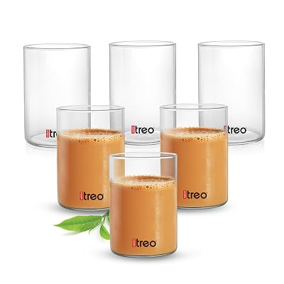 Treo By Milton Borosilicate Tea Tumbler Set Of 6, 160 ml .