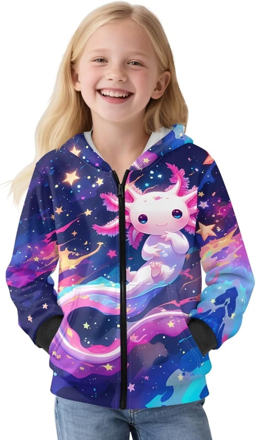 Renewold Zip Up Hooded Sweatshirt Boys Girls Fleece Jacket Hoodie Kids Teens Winter Spring Fall Coats with Pockets